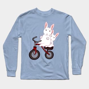 bunny rabbits on a bicycle- cute bunny rabbit peeking out Long Sleeve T-Shirt